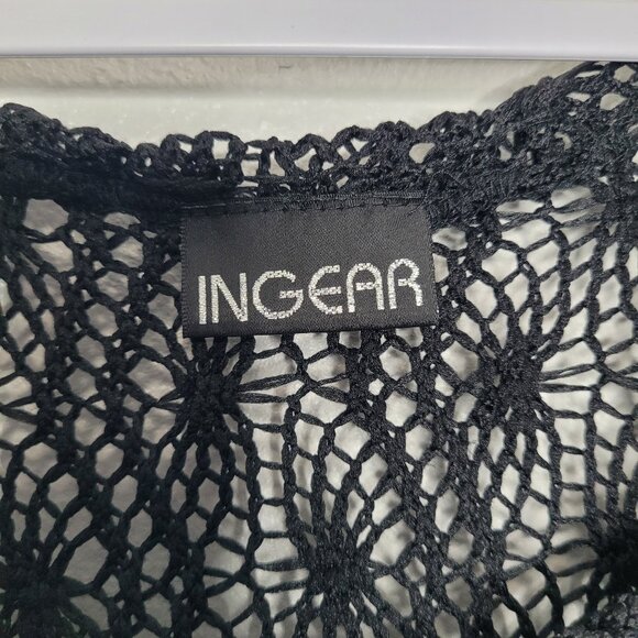 Ingear black dark boho crochet festival hippie loose fit asymmetrical hem top - Picture 4 of 6